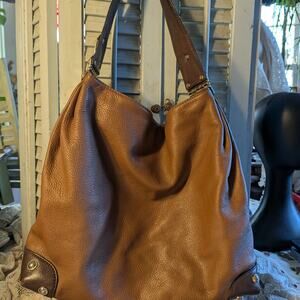 Michael Kors vintage soft pebbled leather hobo shoulder bag gold-toned hardware